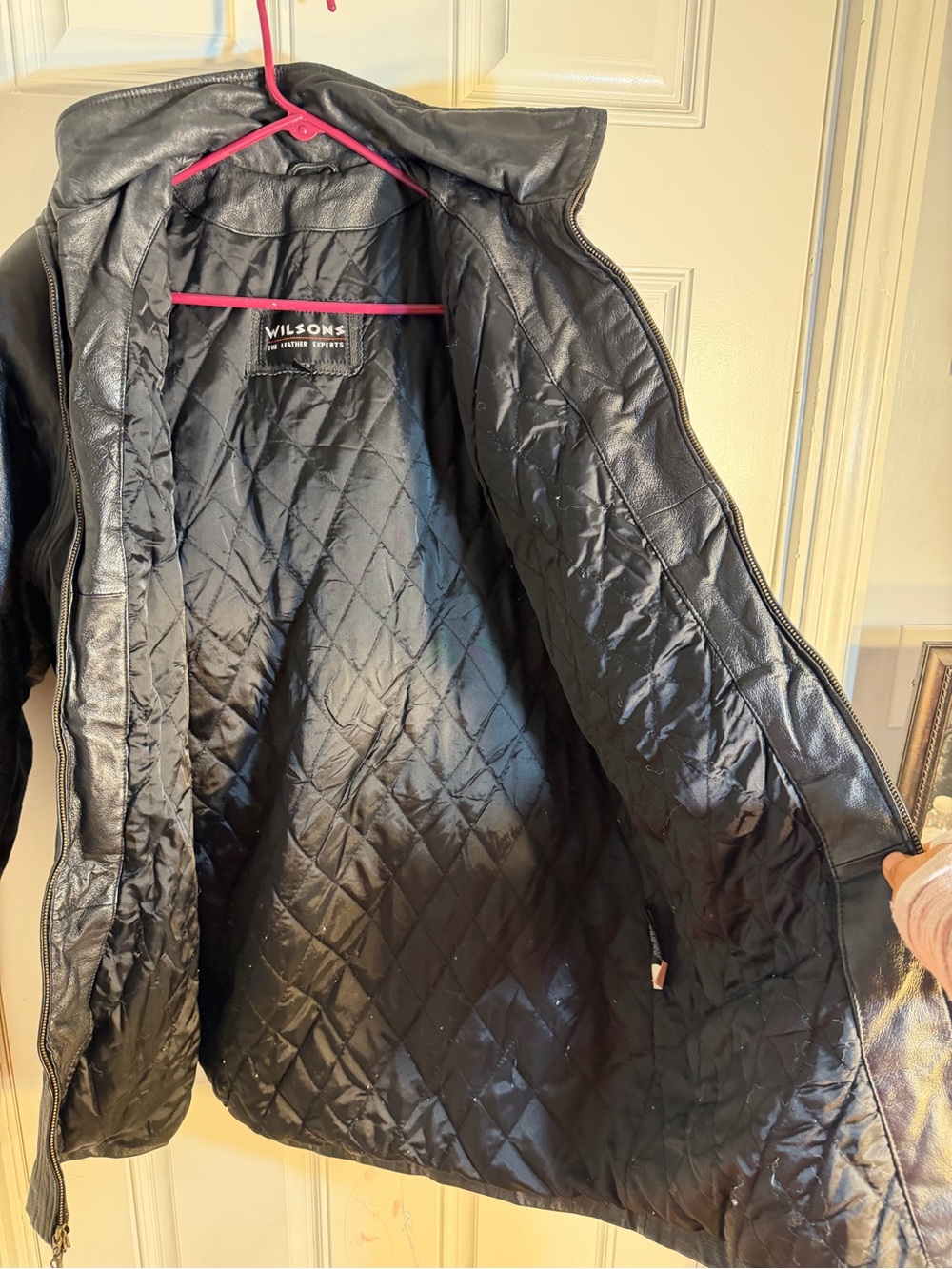 Wilson Black Quilted-Lined Leather Jacket for Women